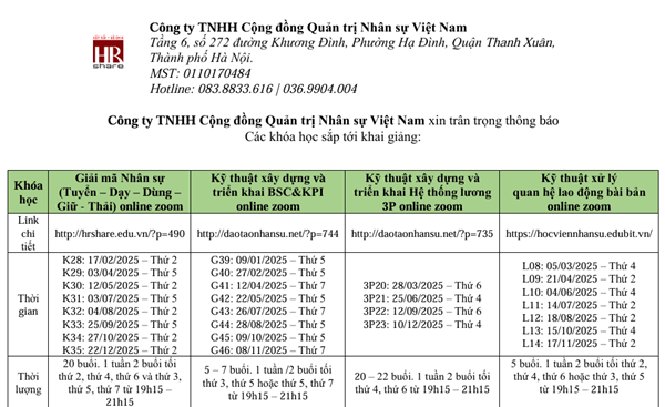 lịch đào tại khóa học gsa 2025